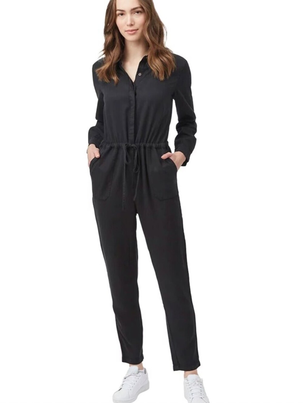 Tentree Black Tencel Eco Long Sleeve Drawstring Jumpsuit - Size - Small - NWT